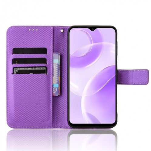 Pour Ulefone Note 15 Étui de téléphone en cuir à texture diamant (violet) SH202E1532-06