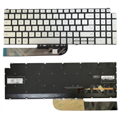 Pour Dell Inspiron 15 7590/7791/5584 US Version clavier d'ordinateur portable rétro-éclairé (argent) SH901A92-06