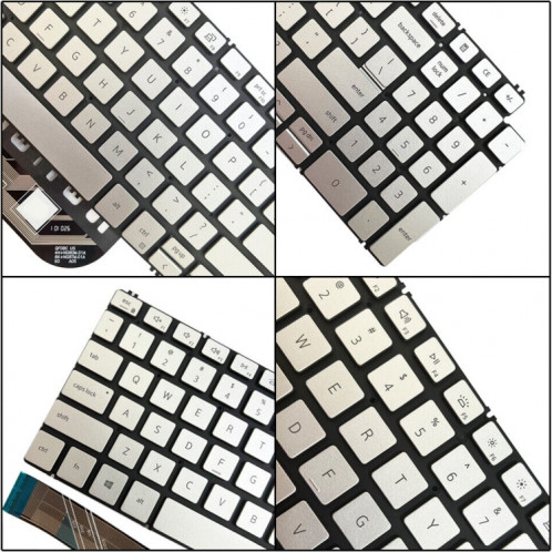 Pour Dell Inspiron 15 7590/7791/5584 US Version clavier d'ordinateur portable rétro-éclairé (argent) SH901A92-06
