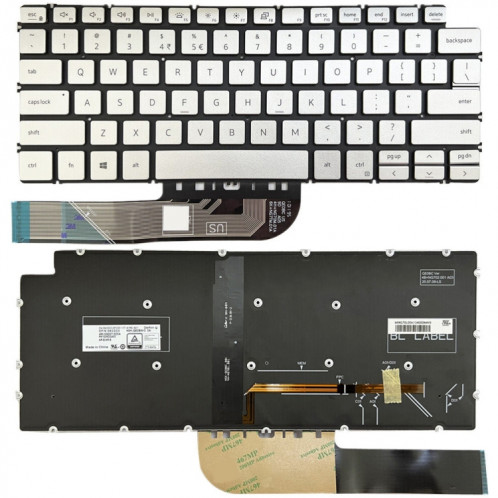 Pour Dell Inspiron 7490/Vostro 5390 US Version clavier d'ordinateur portable rétro-éclairé (argent) SH201A900-06