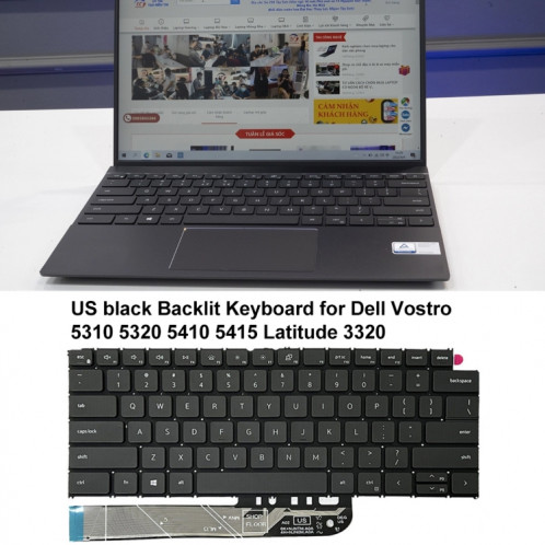 Pour Dell Vostro 5310 5320 5410 Latitude 3320 3420 US Version rétro-éclairage clavier d'ordinateur portable (noir) SH502A1493-06