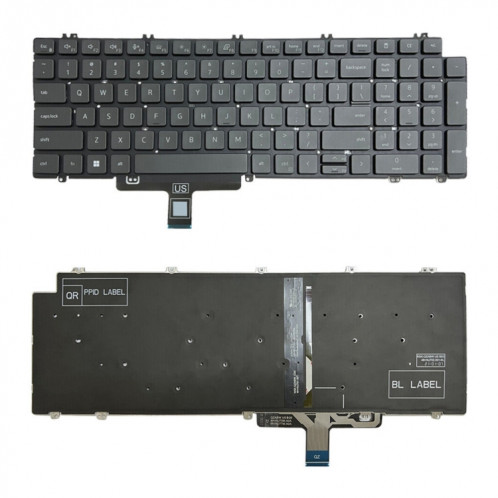 Pour Dell Latitude 5520 5521 Precision 3560 3561 US Version clavier d'ordinateur portable rétro-éclairé (noir) SH503A786-06
