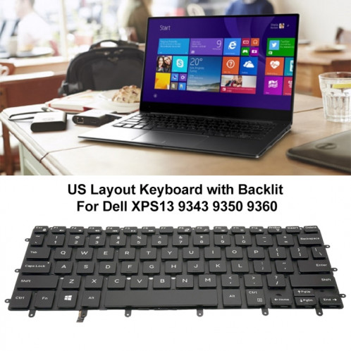 Pour Dell XPS 13 9343 13 9350 9360 US Version clavier d'ordinateur portable rétro-éclairé (noir) SH505A249-06