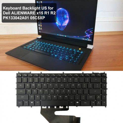 Pour clavier d'ordinateur portable rétroéclairé Dell Alienware x15 R2 / R1 US Version (noir) SH201A717-07