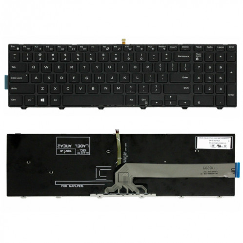 Clavier d'ordinateur portable rétroéclairé pour Dell 15-9550/15-3000/15-5542 (mot blanc) SH701B1512-07