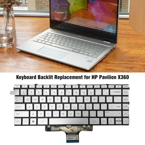 Pour clavier rétroéclairé pour ordinateur portable HP Pavilion X360 14-DW US Version (argent) SH501A961-06