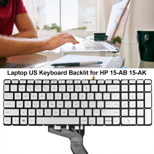 Pour clavier rétroéclairé pour ordinateur portable HP 15-AB / 15-AK US Version (argent) SH505A1158-06