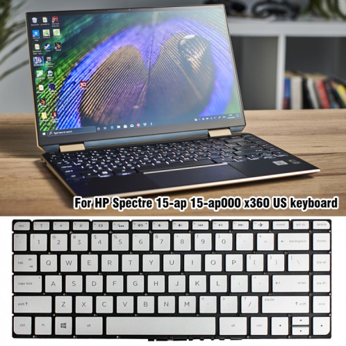 Pour clavier rétroéclairé pour ordinateur portable HP Spectre 15-AP US Version (argent) SH508A862-07