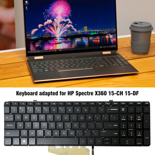 Pour clavier rétroéclairé pour ordinateur portable HP Spectre X360 15-CH US Version SH2801424-07
