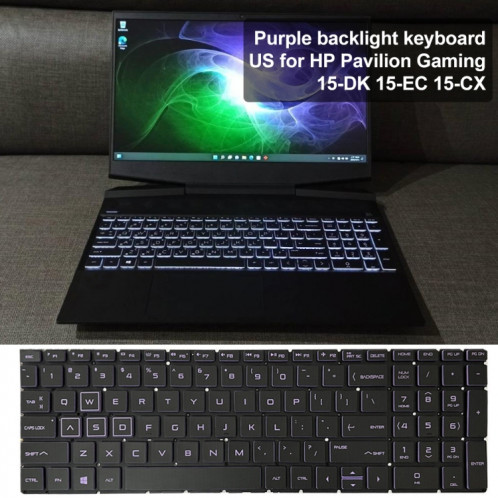 Pour clavier rétroéclairé pour ordinateur portable HP Pavilion Gaming 15-DK US Version (violet) SH901B1707-07