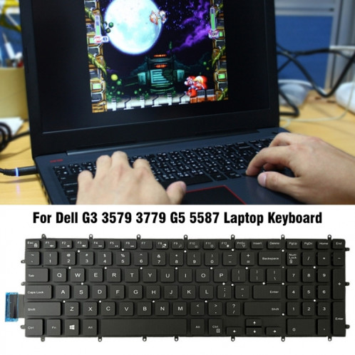 Clavier d'ordinateur portable de mot blanc de version américaine pour Dell G3 3579 3779/G5 5587/G7 7588 (noir) SH801A1394-06