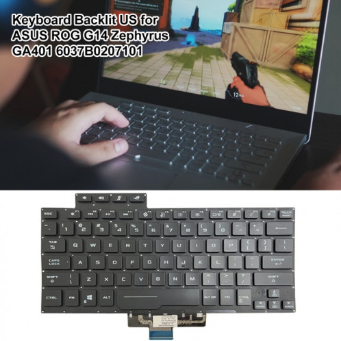 Pour ASUS ROG G14 Zephyrus GA401 GA401I US Version clavier d'ordinateur portable rétro-éclairé (noir) SH801A27-06