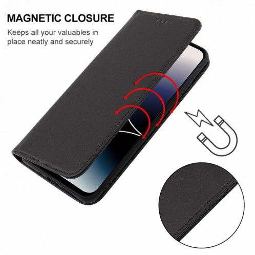 Pour Ulefone Note 16 Pro étui de téléphone en cuir à fermeture magnétique (noir) SH202A1968-08