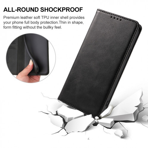 Pour Ulefone Note 16 Pro étui de téléphone en cuir à fermeture magnétique (noir) SH202A1968-08
