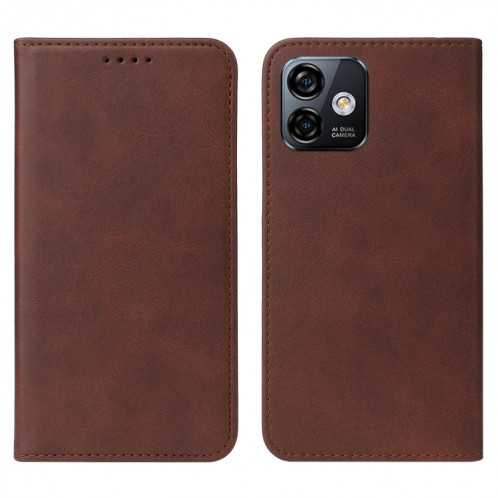 Pour Ulefone Note 16 Pro étui de téléphone en cuir à fermeture magnétique (marron) SH202C1350-08