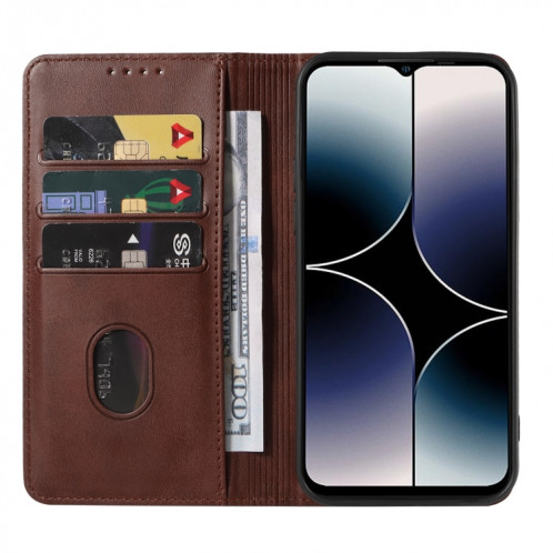 Pour Ulefone Note 16 Pro étui de téléphone en cuir à fermeture magnétique (marron) SH202C1350-08