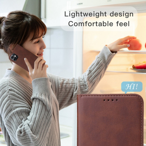 Pour Ulefone Note 16 Pro étui de téléphone en cuir à fermeture magnétique (marron) SH202C1350-08