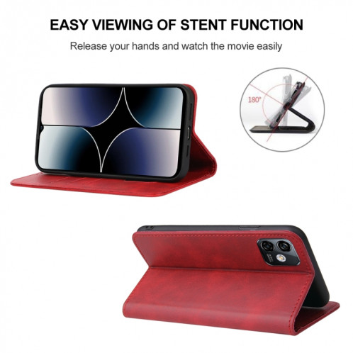 Pour étui de téléphone en cuir à fermeture magnétique Ulefone Note 16 Pro (rouge) SH202D956-08