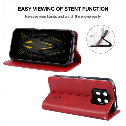 Pour Ulefone Armor 22 Étui de téléphone en cuir à fermeture magnétique (rouge) SH203D136-08