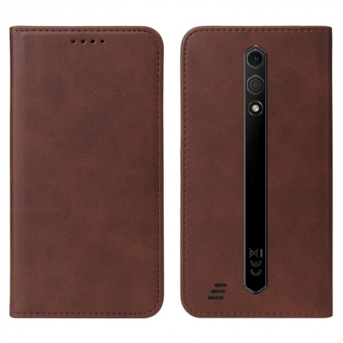 Pour Ulefone Armor X12 Étui de téléphone en cuir à fermeture magnétique (marron) SH204C1173-08