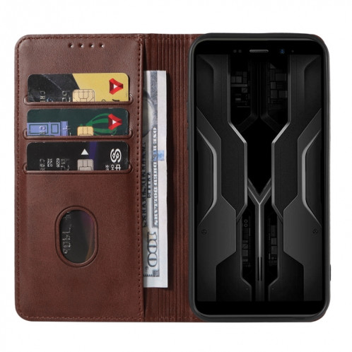 Pour Ulefone Armor X12 Étui de téléphone en cuir à fermeture magnétique (marron) SH204C1173-08