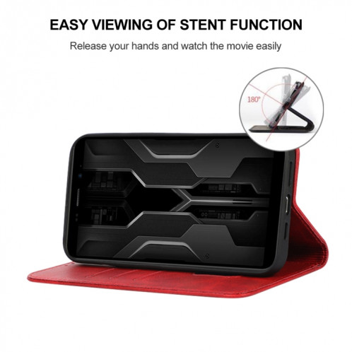 Pour Ulefone Armor X12 Étui de téléphone en cuir à fermeture magnétique (rouge) SH204D1661-08