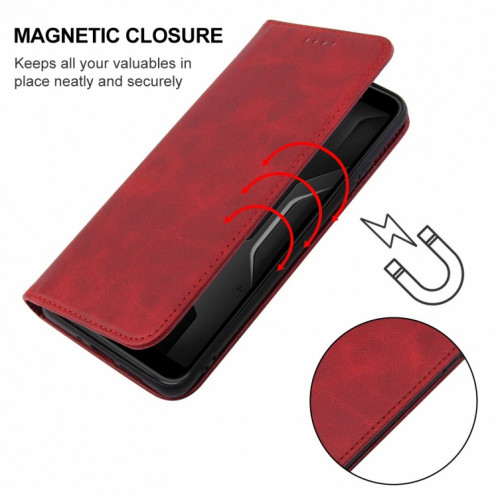 Pour Ulefone Armor X12 Étui de téléphone en cuir à fermeture magnétique (rouge) SH204D1661-08