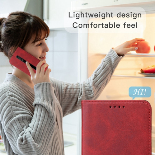 Pour Ulefone Armor X12 Étui de téléphone en cuir à fermeture magnétique (rouge) SH204D1661-08