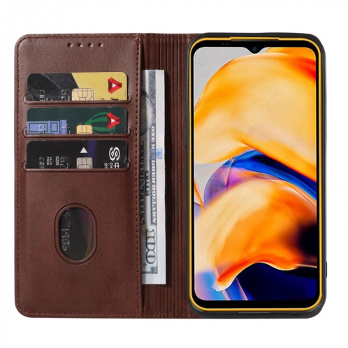 Pour Ulefone Armor X13 Étui de téléphone en cuir à fermeture magnétique (marron) SH205C975-08