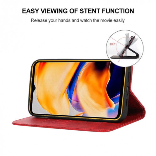 Pour Ulefone Armor X13 Étui de téléphone en cuir à fermeture magnétique (rouge) SH205D1137-08