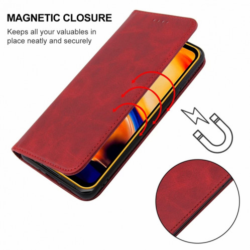 Pour Ulefone Armor X13 Étui de téléphone en cuir à fermeture magnétique (rouge) SH205D1137-08