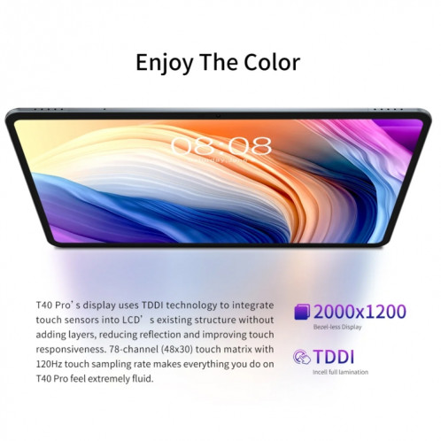 Teclast T40 Pro 2023 Tablette PC 10,4 pouces, 8 Go + 128 Go, Android 12 Unisoc T616 Octa Core, 4G LTE Dual SIM ST11011595-020
