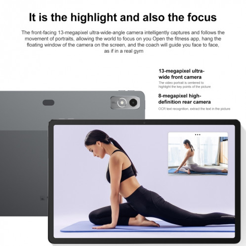 Tablette WiFi Lenovo Pad Pro 12,7 pouces, 8 Go + 256 Go, Android 13, Qualcomm Snapdragon 870 Octa Core, prise en charge de l'identification des visages (gris foncé) SL302A80-014