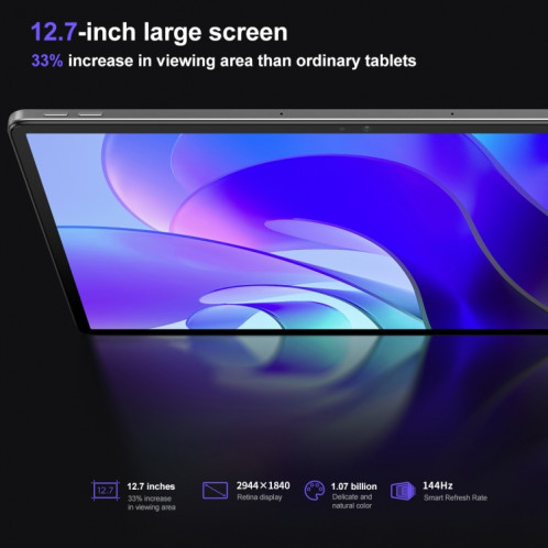 Tablette WiFi Lenovo Pad Pro 12,7 pouces, 8 Go + 256 Go, Android 13, Qualcomm Snapdragon 870 Octa Core, prise en charge de l'identification des visages (gris foncé) SL302A80-014
