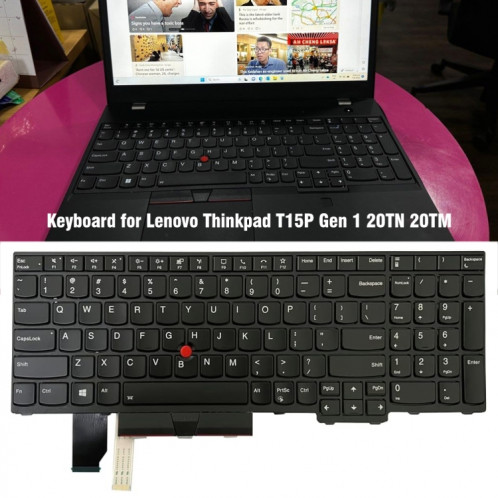 Pour Lenovo ThinkPad T15p Gen 1 20TN 20TM US Version clavier d'ordinateur portable rétro-éclairé SH6201121-06