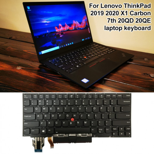 Pour Lenovo ThinkPad 2019 2020 X1 Carbon US Version Clavier d'ordinateur portable rétro-éclairé SH74121295-06