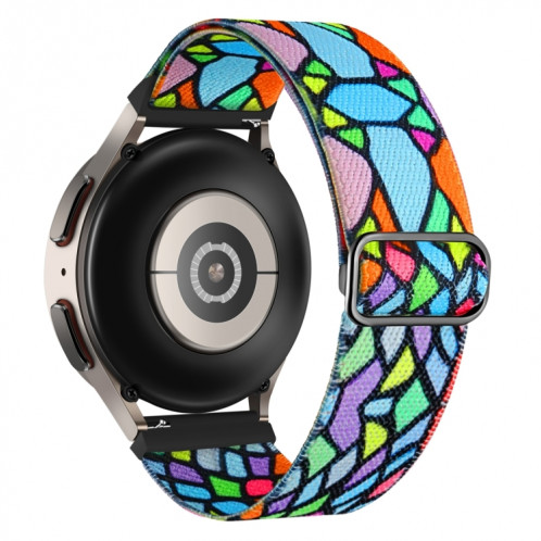 Pour Coros Pace 2 / Coros Apex 42mm 20mm Bracelet de montre à boucle tissée en nylon coloré peint (arc-en-ciel géométrique) SH101E397-07
