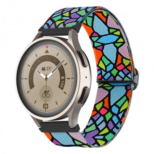Pour Coros Apex Pro / Apex 46mm 22mm Bracelet de montre à boucle tissée en nylon coloré peint (arc-en-ciel géométrique) SH301E857-07
