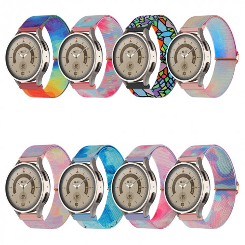 Pour Coros Apex Pro / Apex 46mm 22mm Bracelet de montre à boucle tissée en nylon coloré peint (arc-en-ciel géométrique) SH301E857-07