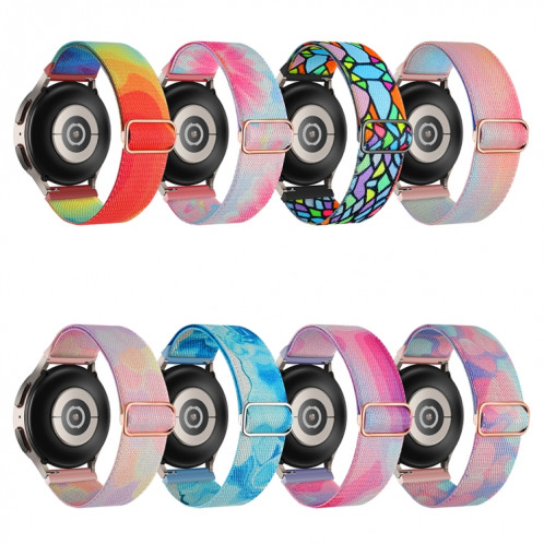 Pour Coros Apex Pro / Apex 46mm 22mm Bracelet de montre à boucle tissée en nylon coloré peint (arc-en-ciel géométrique) SH301E857-07