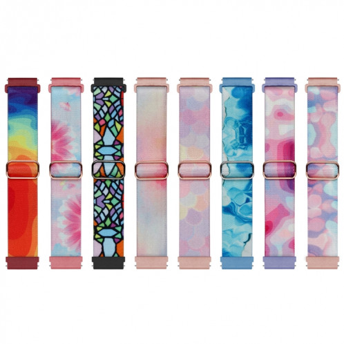 Pour Coros Apex Pro / Apex 46mm 22mm Bracelet de montre à boucle tissée en nylon coloré peint (arc-en-ciel géométrique) SH301E857-07