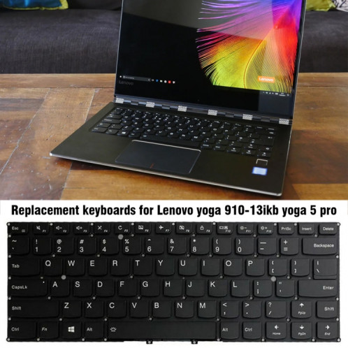 Pour Lenovo Yoga 910-13JKB / Yoga 5 Pro Clavier d'ordinateur portable rétroéclairé sans cadre SH44011050-04