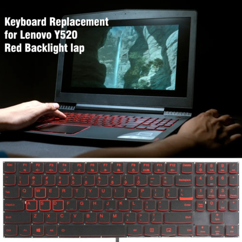 Pour le clavier d'ordinateur portable rétro-éclairé Lenovo Y520 US Version (mot rouge) SH901A128-07