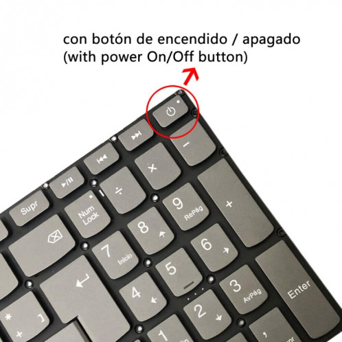 Pour Lenovo IdeaPad 320-15ABR / 320-15AST Version espagnole clavier d'ordinateur portable rétro-éclairé avec bouton d'alimentation et touche d'entrée SH5801600-06