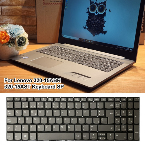 Pour Lenovo IdeaPad 320-15ABR / 320-15AST Version espagnole clavier d'ordinateur portable rétro-éclairé avec bouton d'alimentation et touche d'entrée SH5801600-06