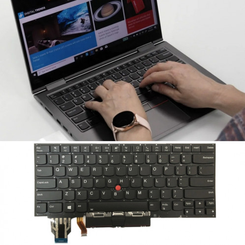 Pour Lenovo ThinkPad X1 Yoga 4th Gen 20QF US Version clavier d'ordinateur portable rétro-éclairé avec bouton Touchpad (gris foncé) SH901A942-05