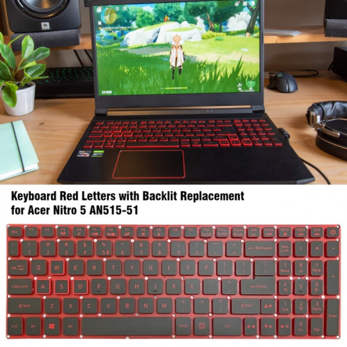 Pour Acer Nitro 5 AN515-41 US Version clavier d'ordinateur portable rétroéclairé rouge SH16011071-05