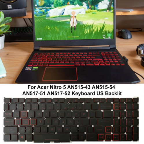 Pour Acer Nitro 5 AN515-43 US Version clavier d'ordinateur portable rétroéclairé rouge SH16021229-07