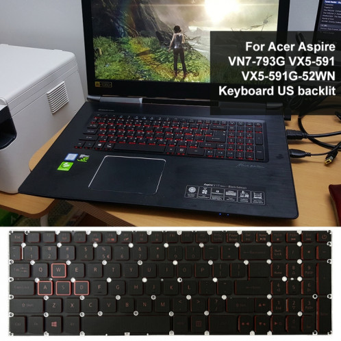 Pour Acer Aspire VN7-793G US Version clavier d'ordinateur portable rétroéclairé rouge SH160333-07