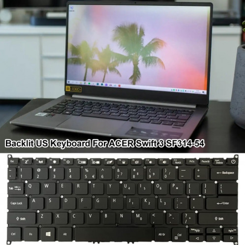 Pour Acer Swift 3 SF314-54 US Version clavier d'ordinateur portable rétro-éclairé SH18031621-06